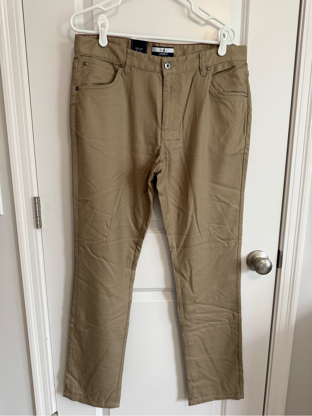 johnnie-O Tan Chino Pants with Red Stitching
